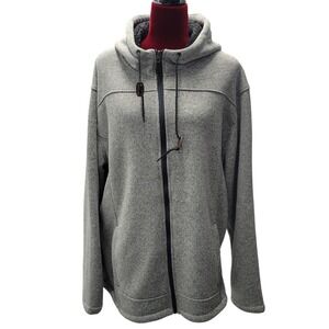 Rugged Elements Grey Sherpa Lined Fleece Hoodie Full Zip Jacket F478